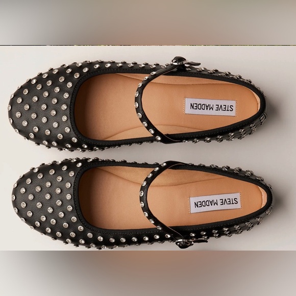 Steve Madden black VINETTA RHINESTONES mary jane flats size 10 brand new - Picture 3 of 10